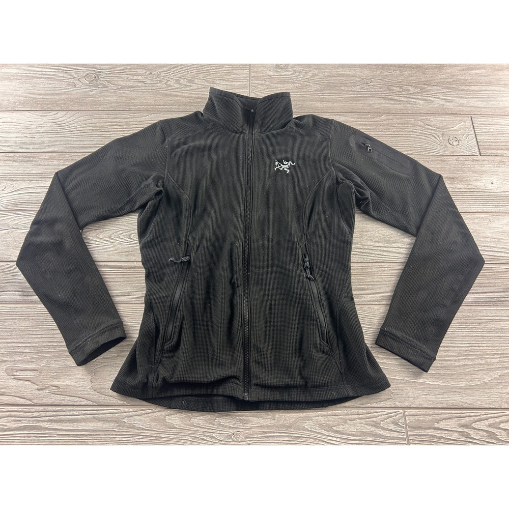 Arcteryx Delta LT Fleece Jacket Womens Black Full Zip Grid Knit 11625-1 L/S